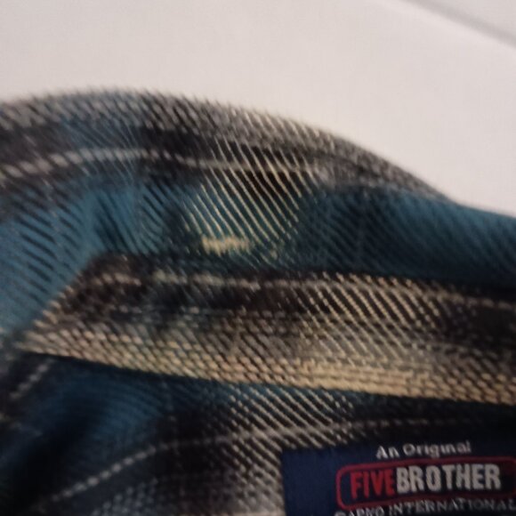 Five Brothers Heavy Weight Blue Black White Plaid Shacket Shirt Men’s Size M - Picture 7 of 16